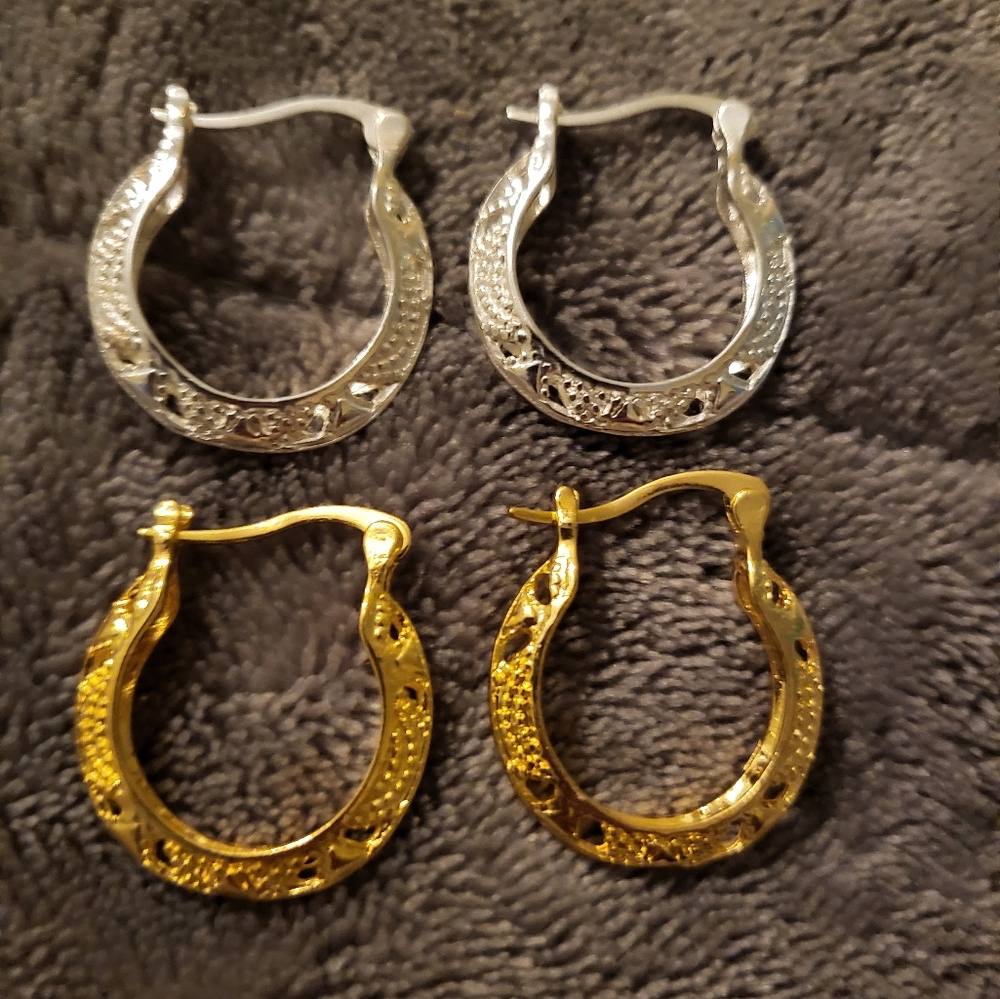 Elegant Gold and Silver Tone Hoop Earrings Set Fashion Jewlery